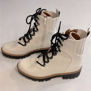 NEW. Never worn. Indigo Rd White Lace Up
Combat Boots. Size 6.